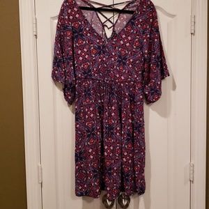 Torrid Dress, 1X, navy blue and pink